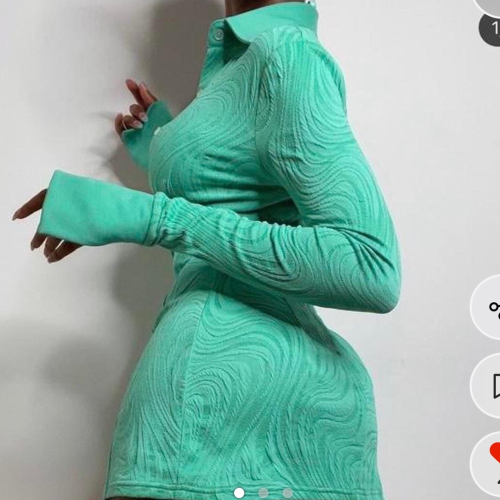 House of CB Turquoise Long Sleeve Dress